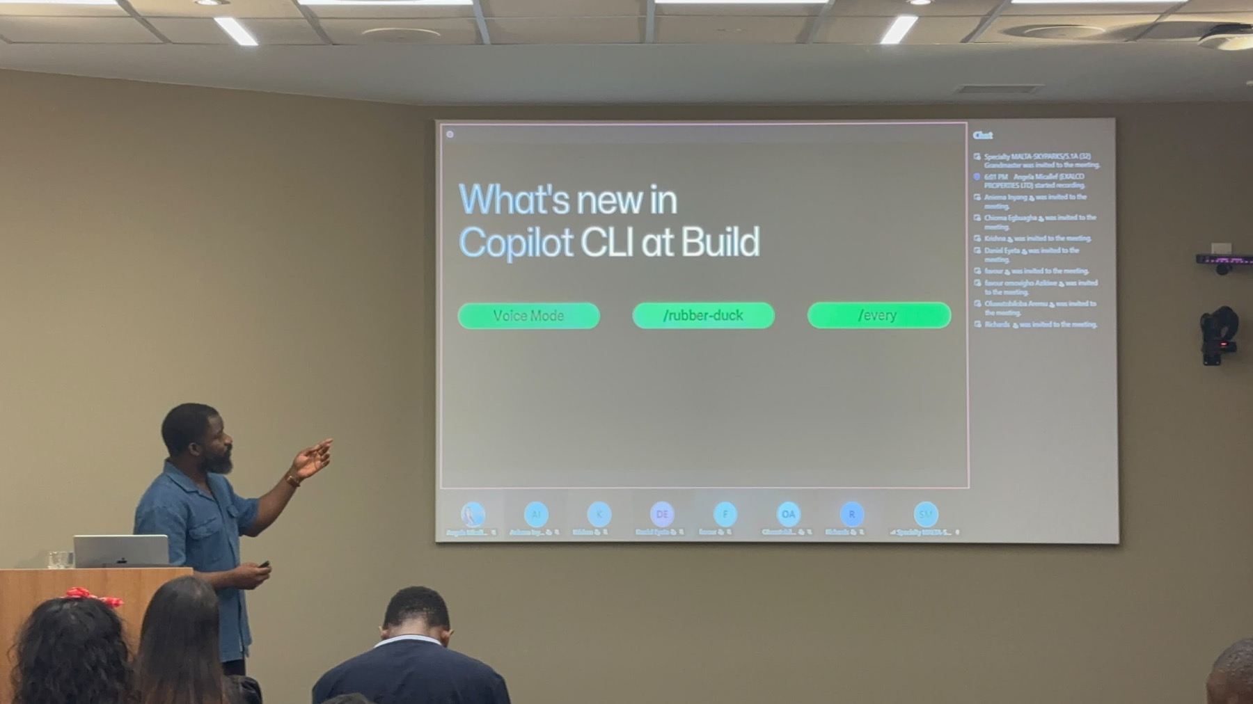 An MMAUG speaker presenting during a community technical session